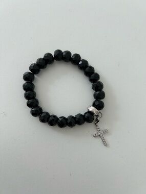 Thomas Sabo Sterling silver
& black Obsidian with Sterling silver Cross Charm
